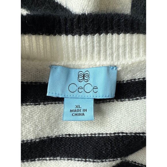 CECE SPORTSWEAR Pullover Stripe Sweater size XL White/Black - Picture 5 of 5
